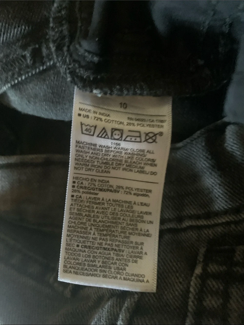 Old Navy High Rise Baggy Wide Leg BLACK WASH Jeans - Girls Size 10